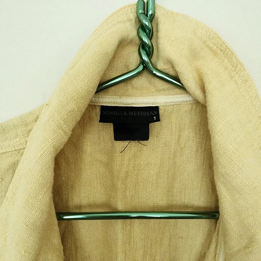 Nordli & Meerman Women Yellow Textured Draped Wrap Jacket Shawl Collar Sz 1 M